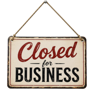 Closed for Business sign